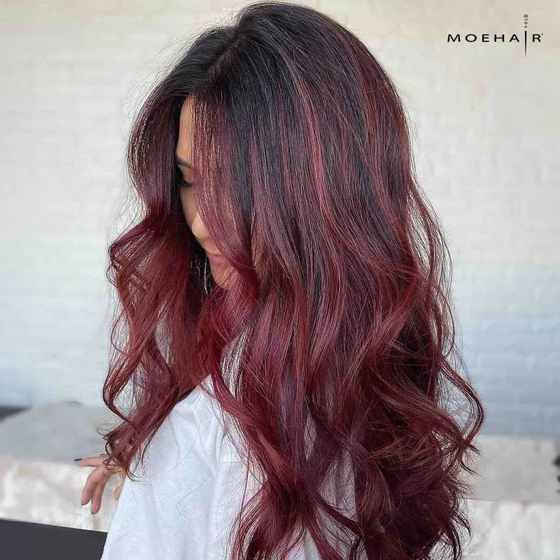 Mid-Back Dark Base with Red and Mahogany Highlights Mid-Back Dark Base with Red and Mahogany Highlights — Mahogany Hair Color