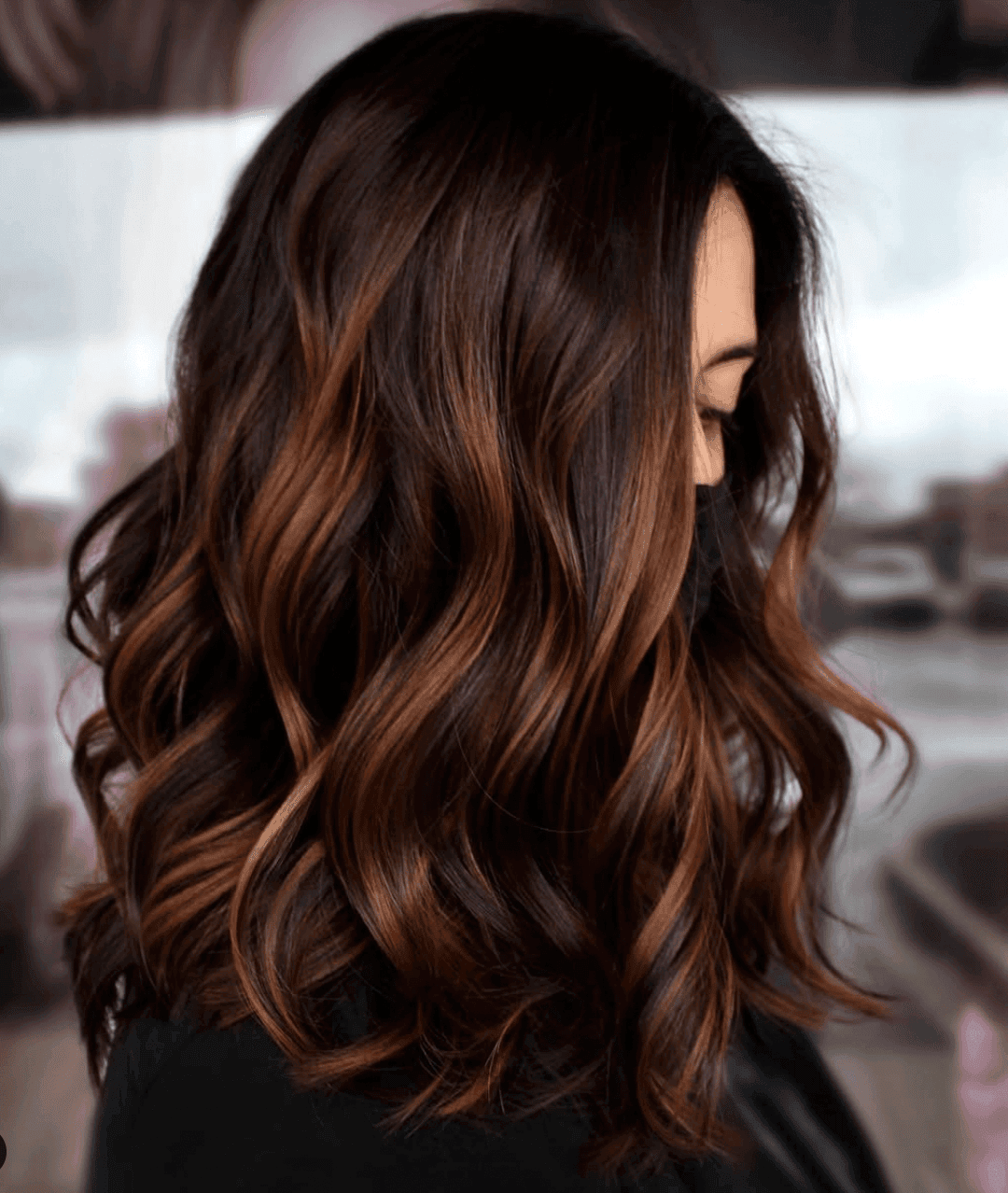 Collarbone Dark Brown With Warm Caramel Highlights Collarbone Dark Brown With Warm Caramel Highlights — Winter Brown Hair Colors