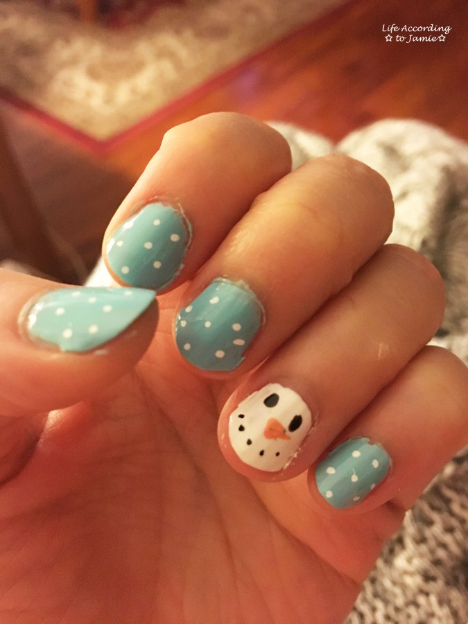 Winter Kids DIY Light Blue Snowman with Polka Dots Winter Kids DIY Light Blue Snowman with Polka Dots — Winter Nails for Kids