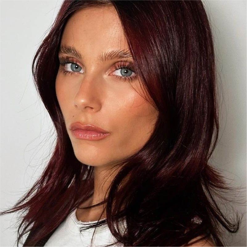 No Bangs Dark Brown With Caramel Highlights No Bangs Dark Brown With Caramel Highlights — Winter Hair Colors for Brown Eyes