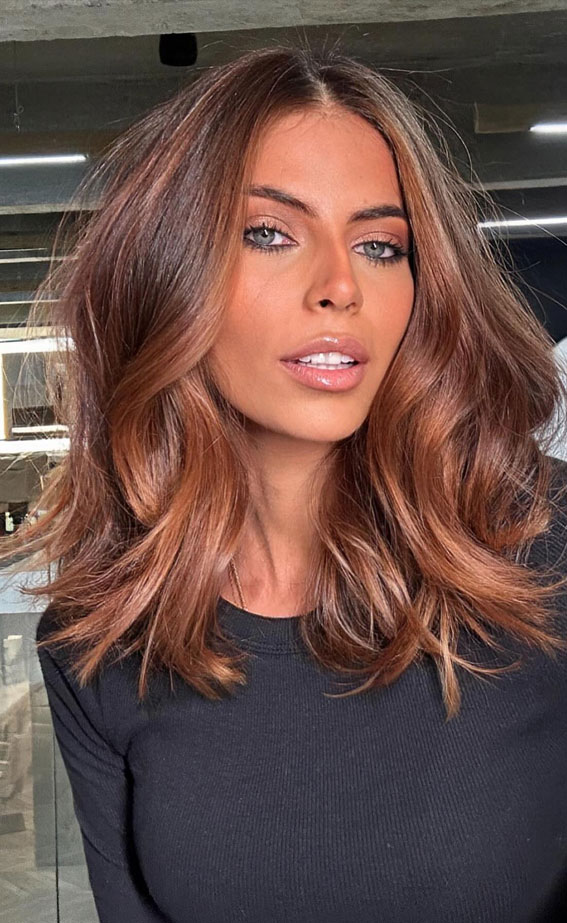 Toasted Caramel Lob With Balayage — Winter Lob Haircuts
