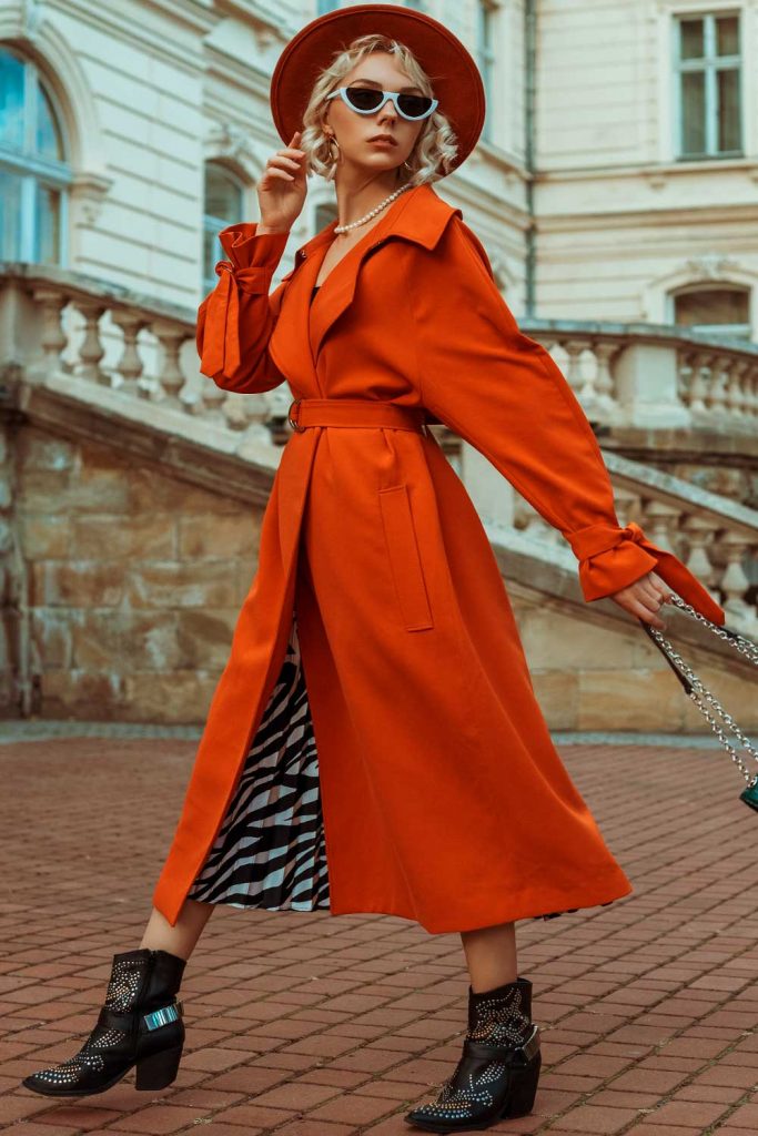 Fashion Event Statement: Orange Long Trench Coat Fashion Event Statement: Orange Long Trench Coat — Long Coat Outfits