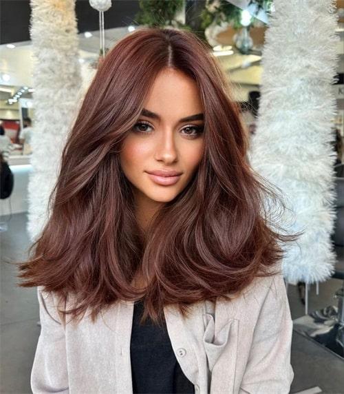Warm Medium Chestnut Blowout — Chestnut Brown Hair