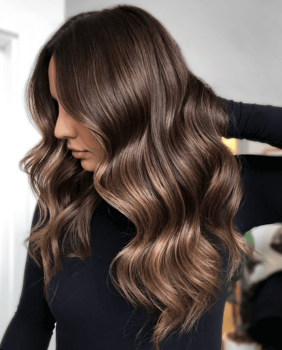Chocolate Brown With Cool Highlights Chocolate Brown With Cool Highlights — Deep Winter Hair Color