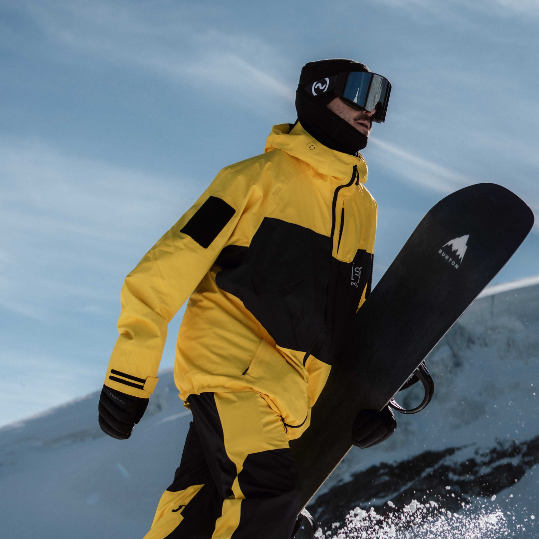 Bright Yellow and Black Jacket for High-Visibility Snowboarding Bright Yellow and Black Jacket for High-Visibility Snowboarding — Snowboarding Outfits