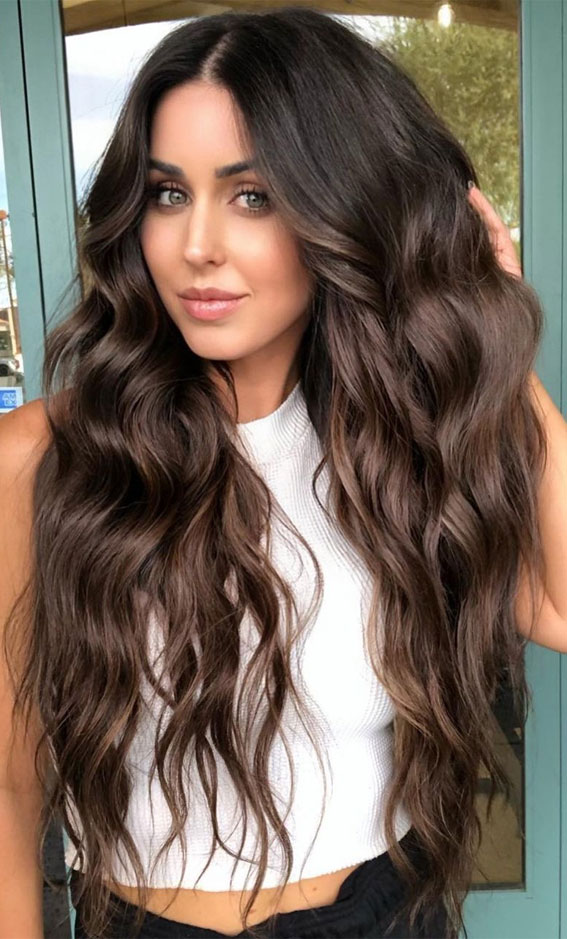Dark Chocolate With Subtle Caramel Highlights Dark Chocolate With Subtle Caramel Highlights — Deep Winter Hair Color