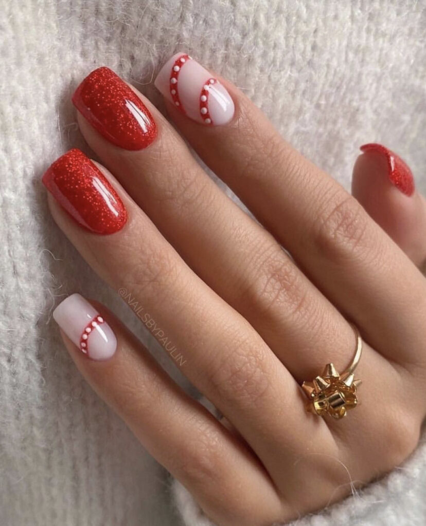 Opaque Bright Red Opaque Pale Pink Visual Idea Opaque Bright Red Opaque Pale Pink Visual Idea — Short Winter Nails
