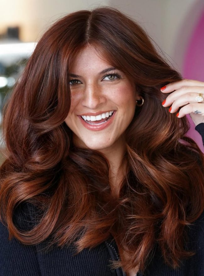 Warm Mahogany Brown with Copper Collarbone Warm Mahogany Brown with Copper Collarbone — Mahogany Hair Color