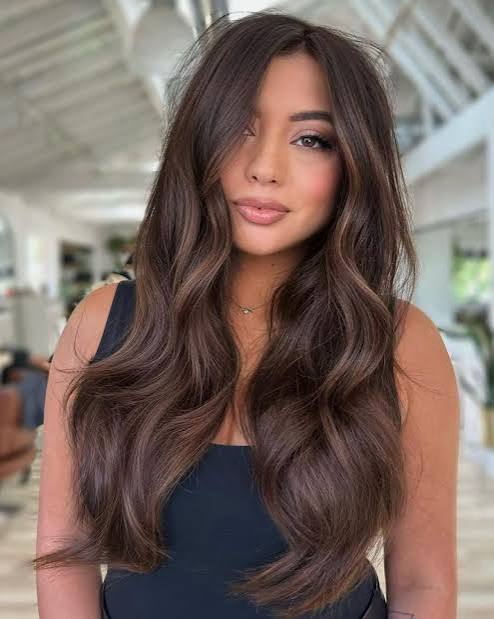 Mid-Back Medium Brown With Lighter Brown Highlights Mid-Back Medium Brown With Lighter Brown Highlights — Winter Brown Hair Colors