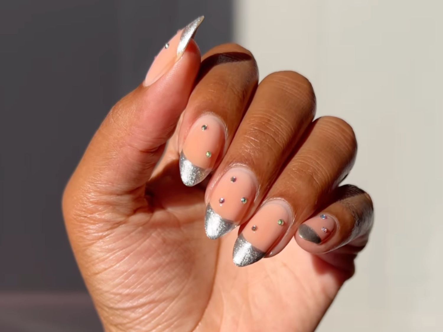 Metallic Silver French Square Nails Metallic Silver French Square Nails — Winter Acrylic Nails