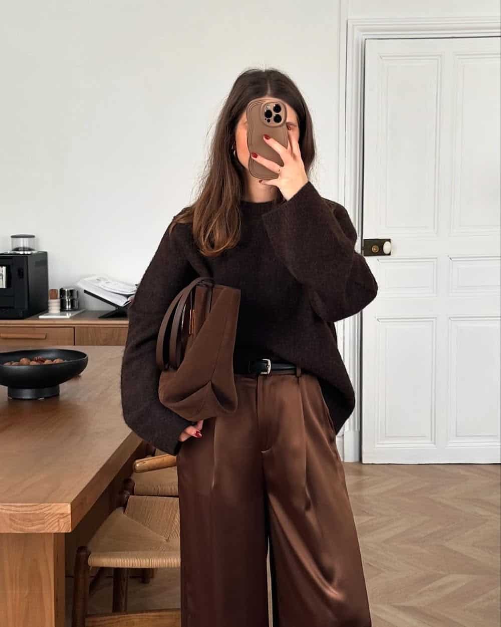 Luxurious Chocolate Brown Knit and Satin Set Luxurious Chocolate Brown Knit and Satin Set — Chocolate Brown Outfits