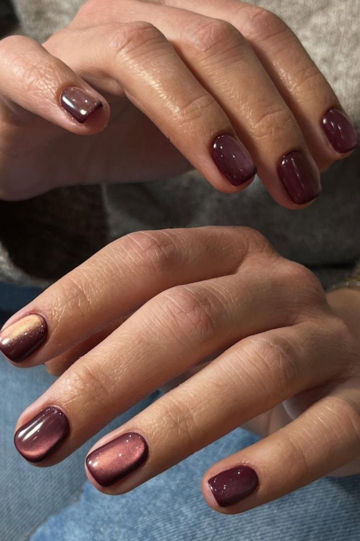 Deep Plum Magnetic Cat-Eye Deep Plum Magnetic Cat-Eye — short nail designs