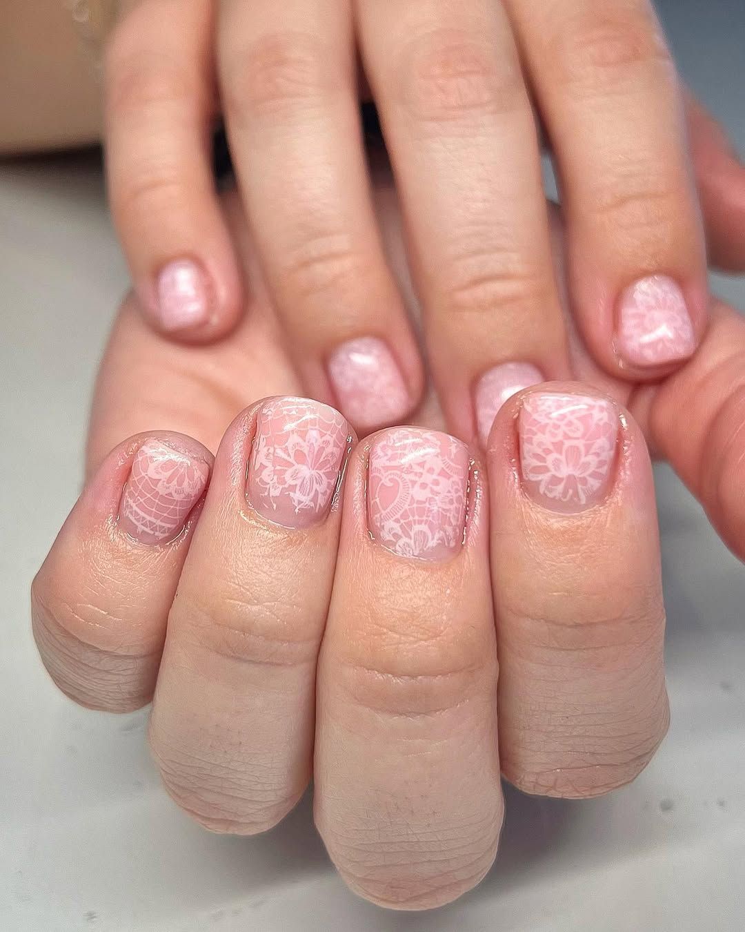 Vintage Sheer Pink Lace Squares Vintage Sheer Pink Lace Squares — Lace Nails