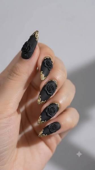Medium Oval Matte Black with Glossy Tips Medium Oval Matte Black with Glossy Tips — black nail ideas