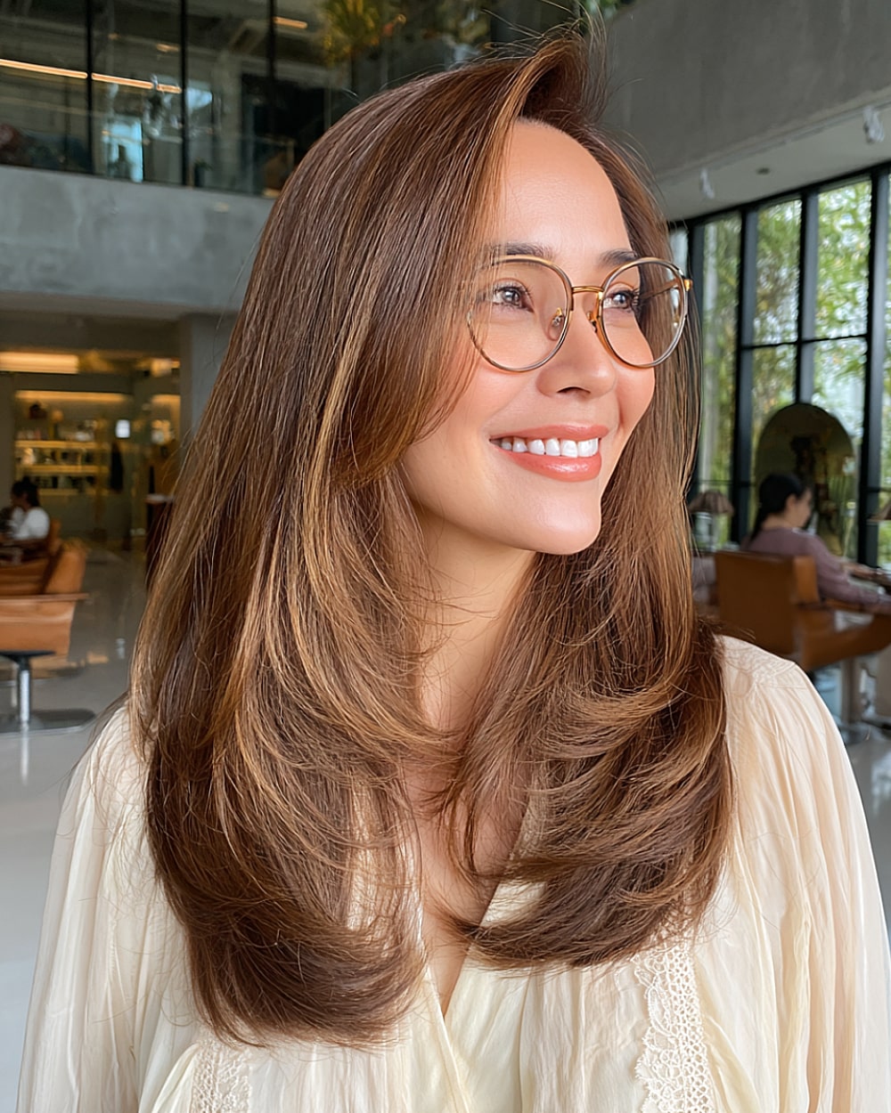 Shag With Heavy Rounded Bangs Shag With Heavy Rounded Bangs — Winter Layered Haircuts