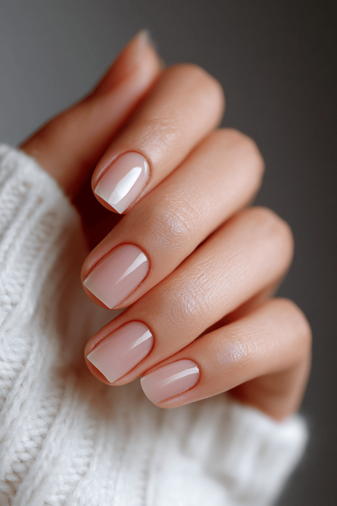 Clean Milky Nude Short Square Nails Clean Milky Nude Short Square Nails — Natural Winter Nails