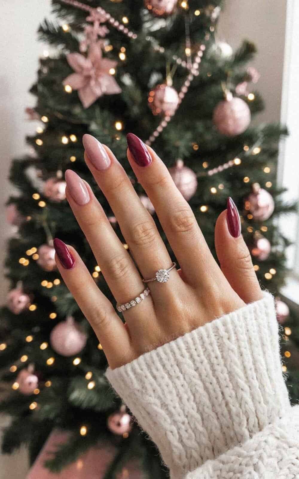 Deep Berry and Dusty Rose Stilettos Deep Berry and Dusty Rose Stilettos — Winter Formal Nails