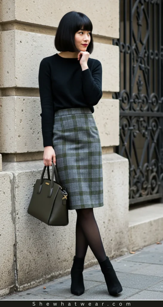 Asymmetrical Wrap Skirt with Oversized Sweatshirt — Winter Skirt Outfits
