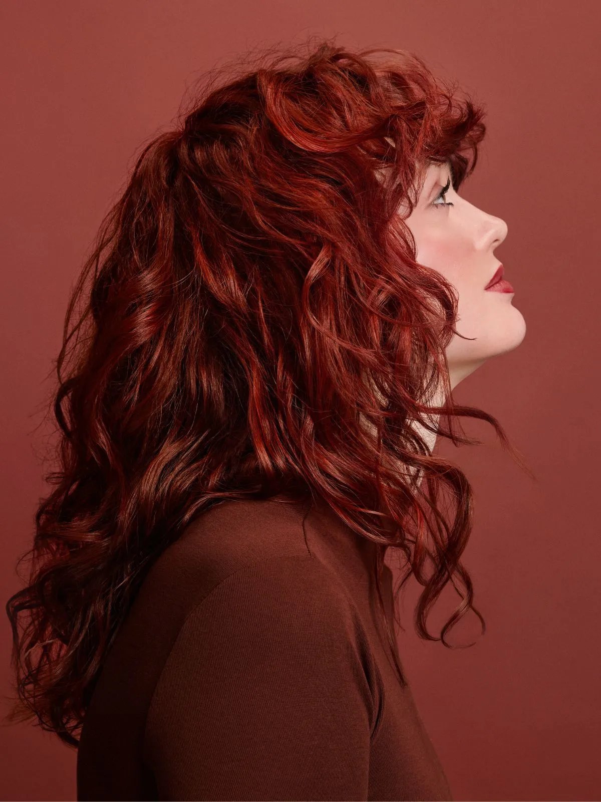 Deep Rich Red Curls — Winter Hair Colors for Olive Skin