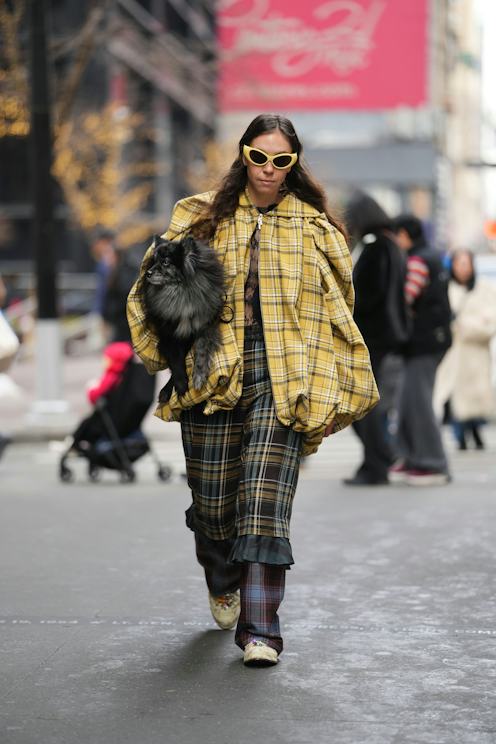 Bold Yellow Plaid Coat and Matching Sneakers for Street Style — NYC Winter Outfits