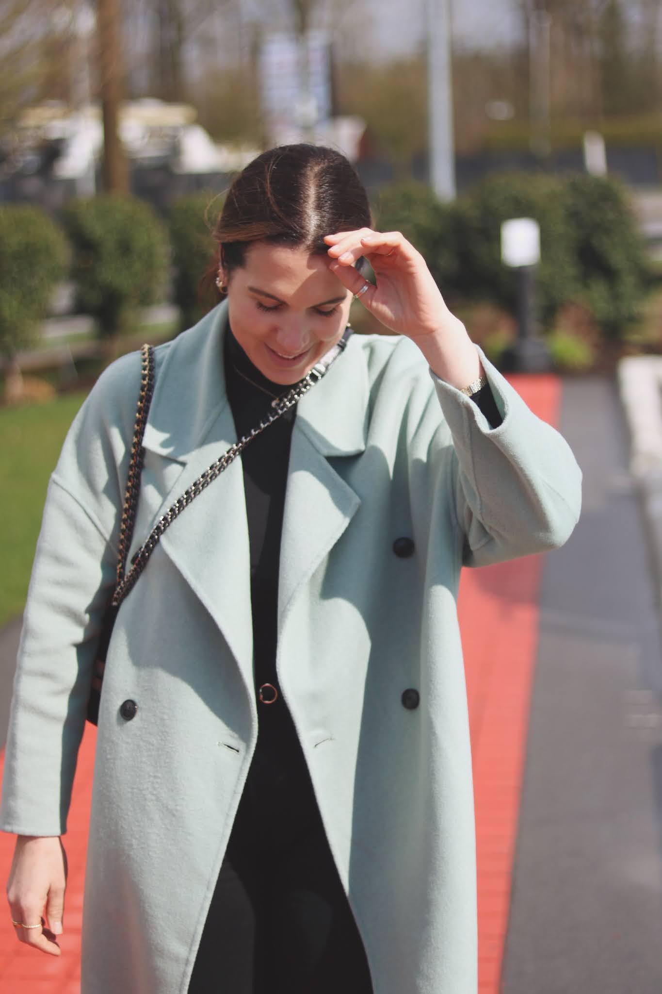 Chic Pale Blue Double-Breasted Wool Coat — Wool Coat Outfits