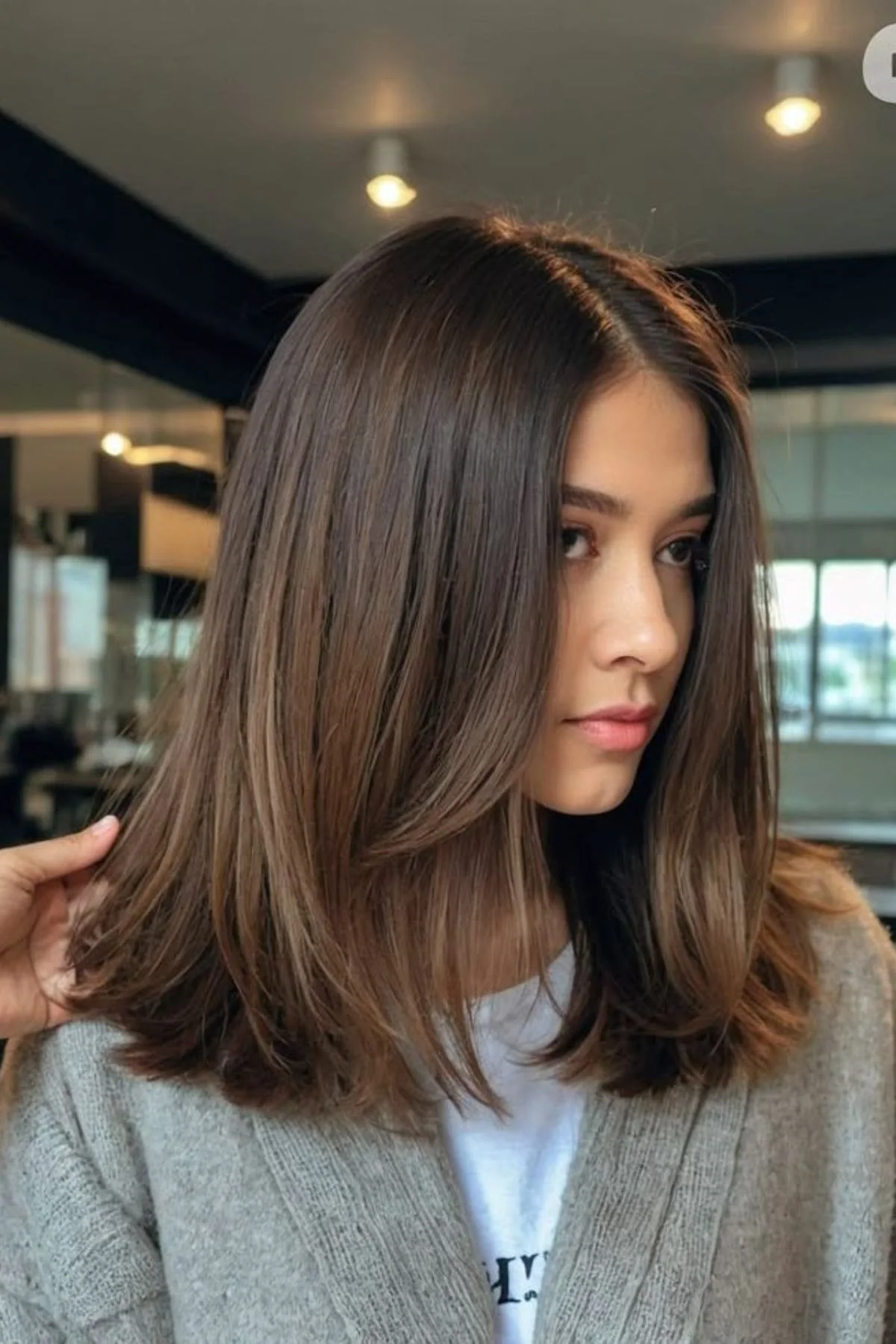 Collarbone Dark Brown Inward Curves Collarbone Dark Brown Inward Curves — Winter Haircuts for Straight Hair