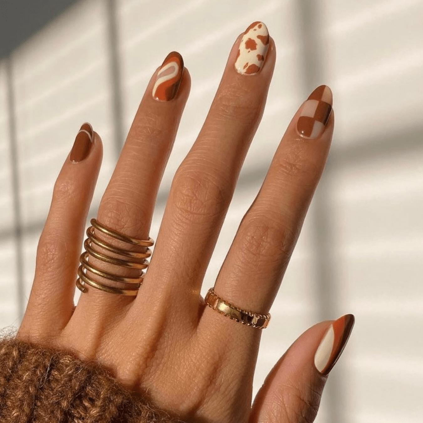 Fall Pattern Mix Almond Nails Fall Pattern Mix Almond Nails — Fall to Winter Nails