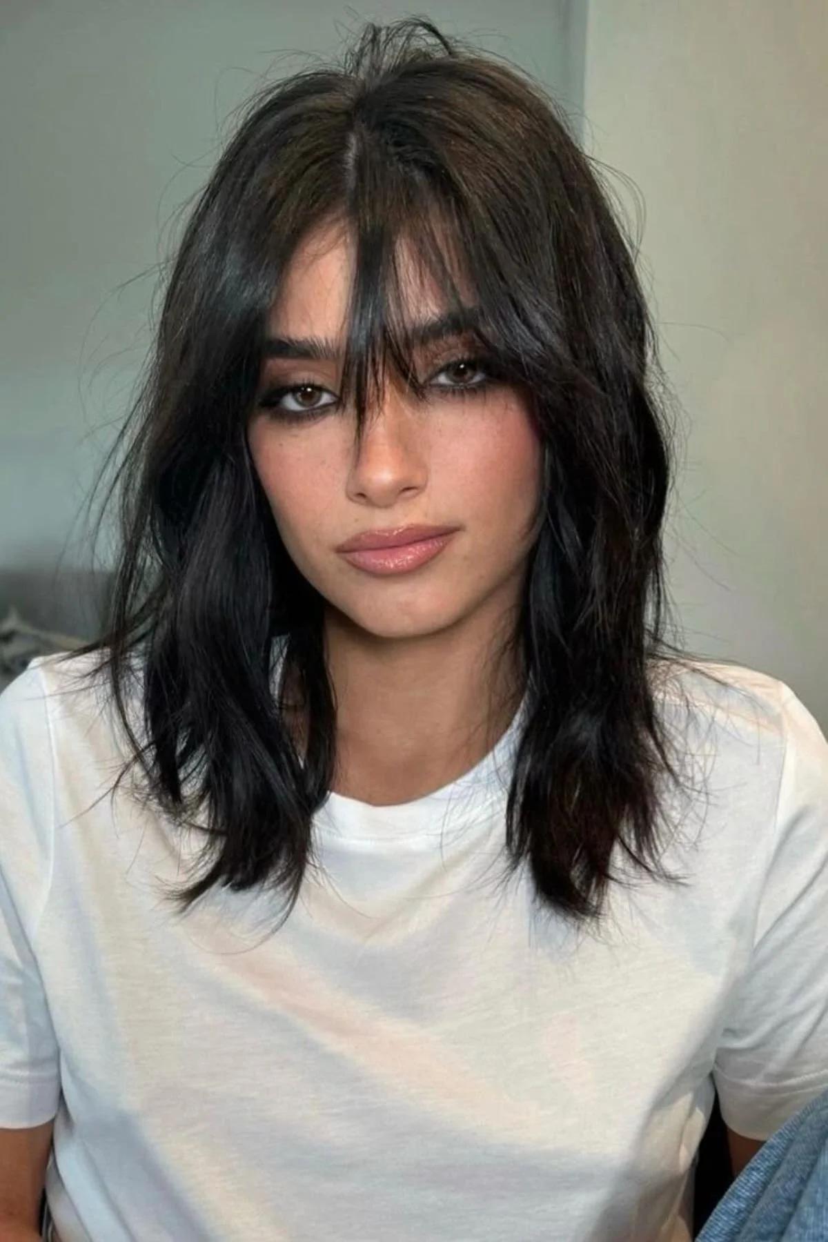 Collarbone Lob With Blunt Bangs — Winter Haircuts with Bangs