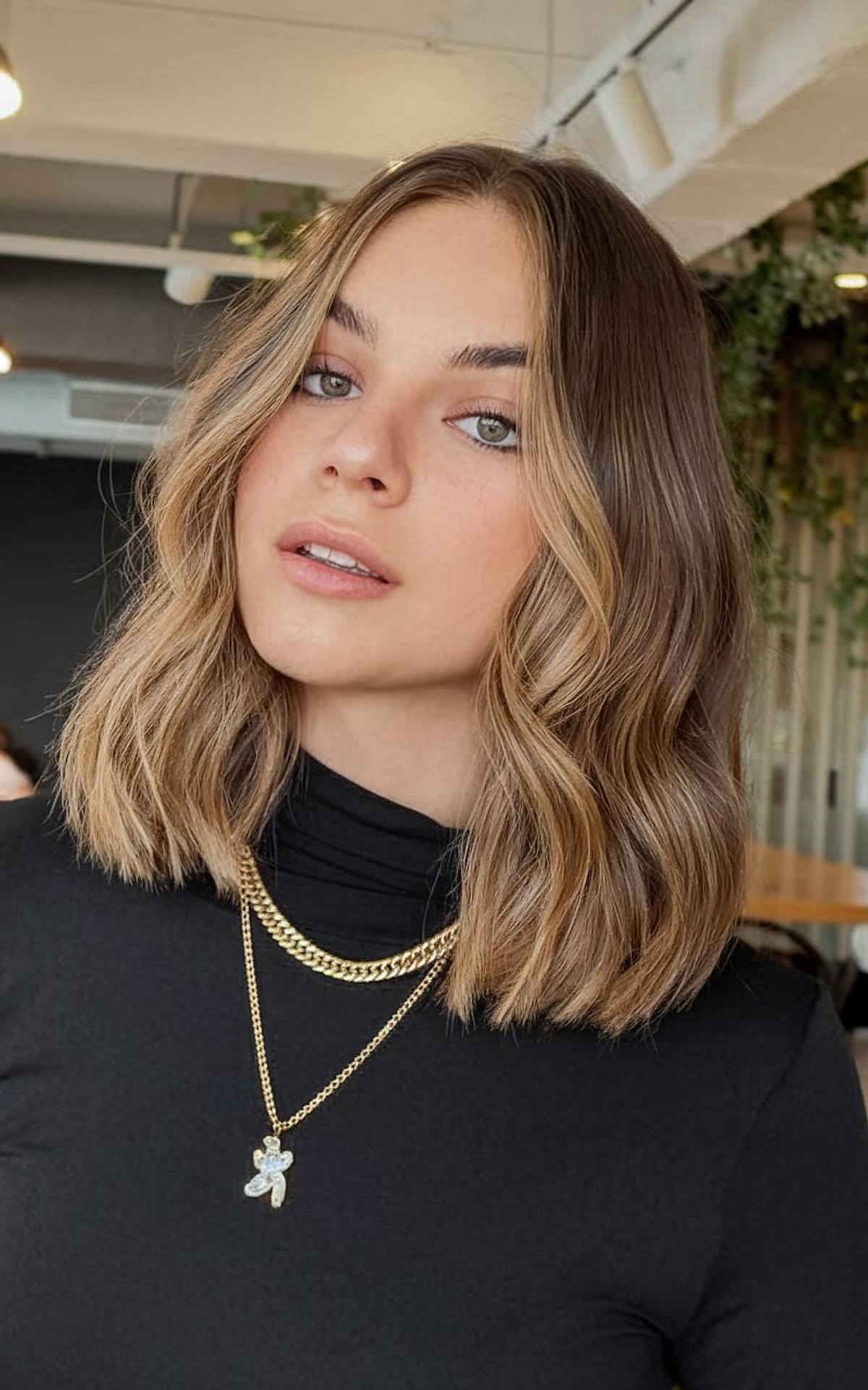 Textured Lob With Blonde Balayage Textured Lob With Blonde Balayage — Winter Haircuts for Thick Hair