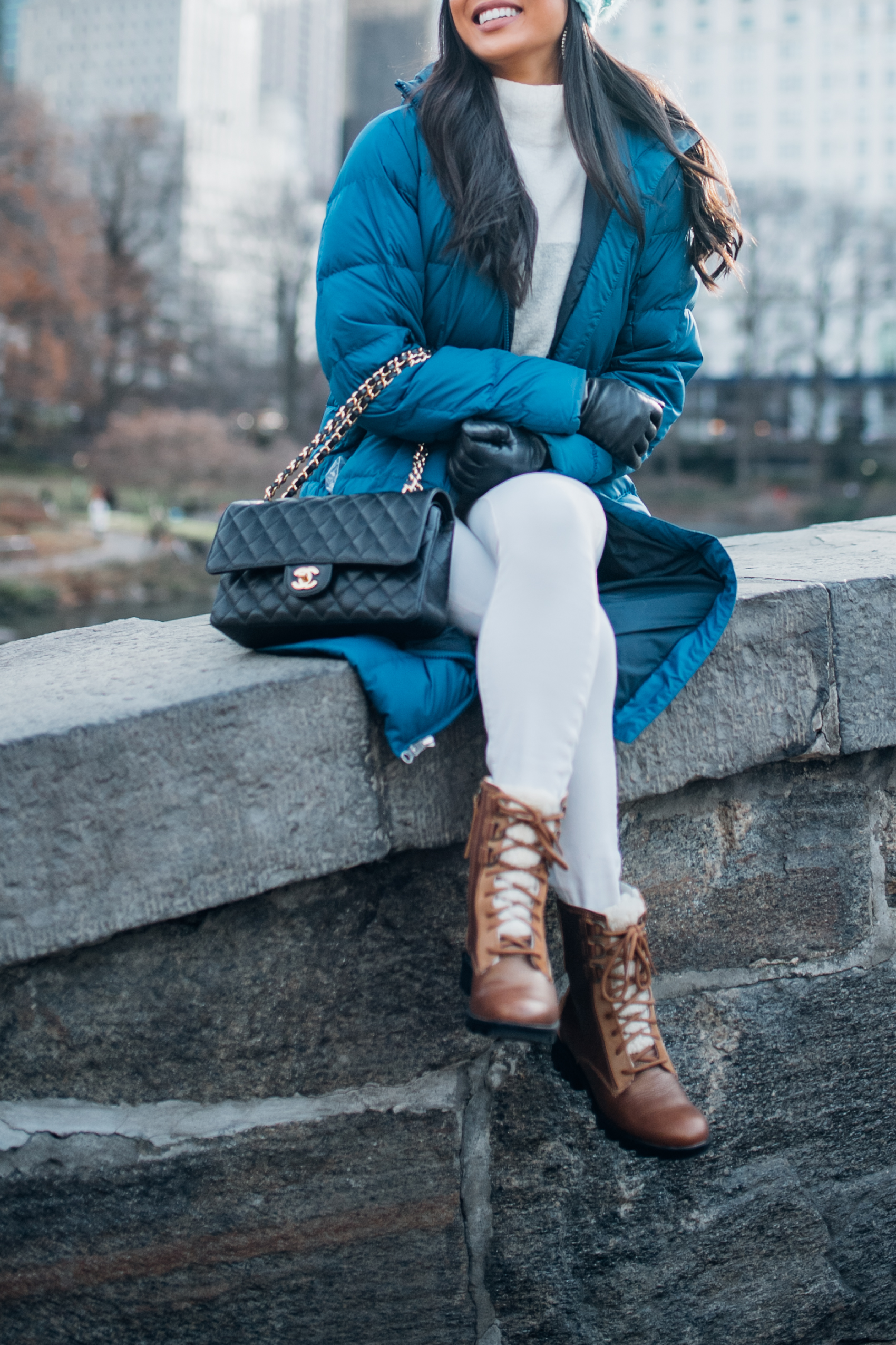 Bright Blue Puffer Coat for a Pop of Color in Winter Bright Blue Puffer Coat for a Pop of Color in Winter — Colorful Winter Outfits