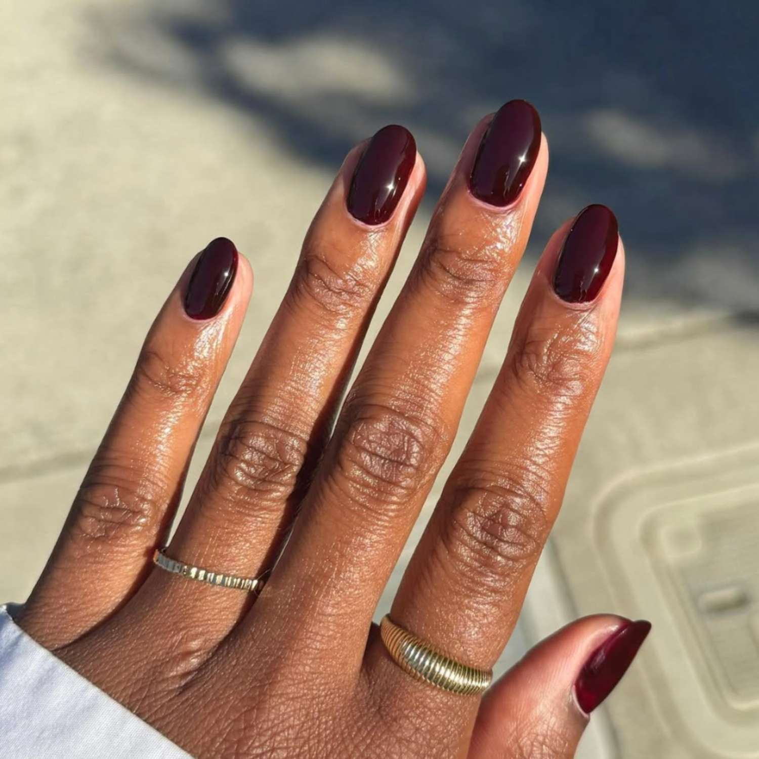 Deep Dark Wine Red Medium Oval Deep Dark Wine Red Medium Oval — Winter Gel Nail Colors