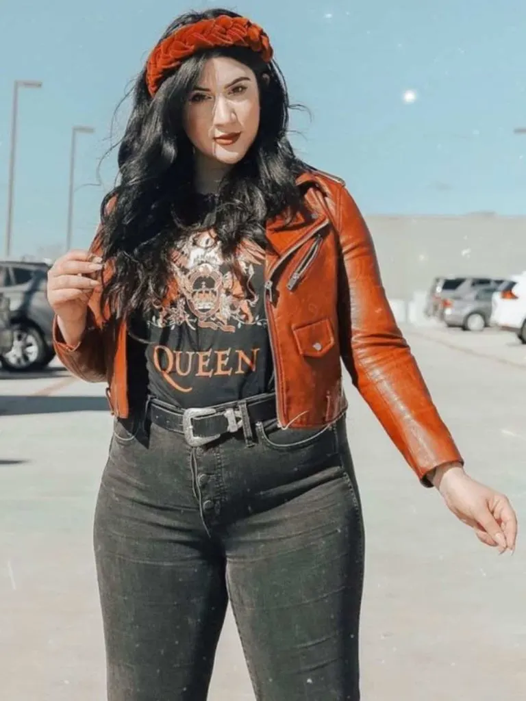 Orange Leather Moto Jacket: Bold Statement for a Concert Orange Leather Moto Jacket: Bold Statement for a Concert — Winter Concert Outfits