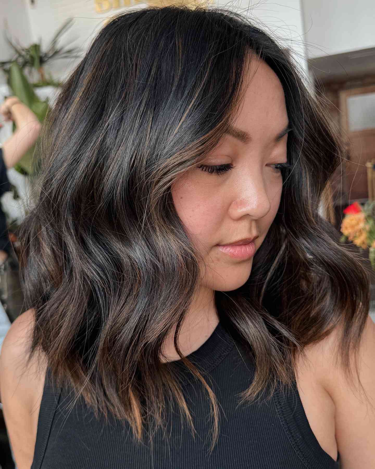 No Bangs Dark Brown With Caramel Highlights No Bangs Dark Brown With Caramel Highlights — Low Maintenance Winter Hair Colors