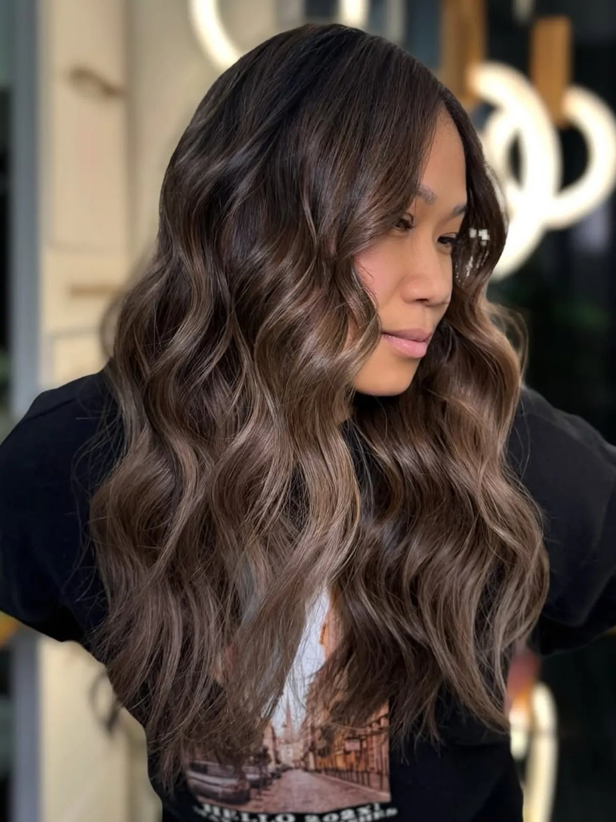 Front View Slight Side Angle Seamless Blend of Ash Brown and Ash Blonde — Ash Brown Hair