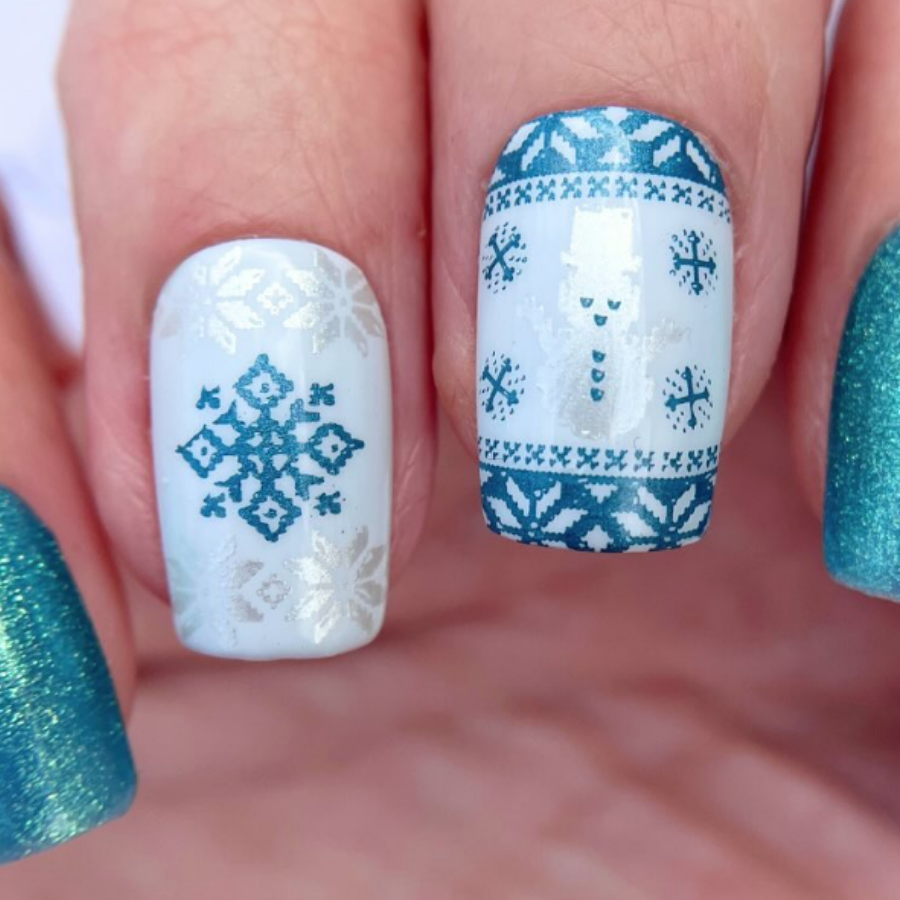 Stamping Art with Snowman Motif Stamping Art with Snowman Motif — Winter Wonderland Nails