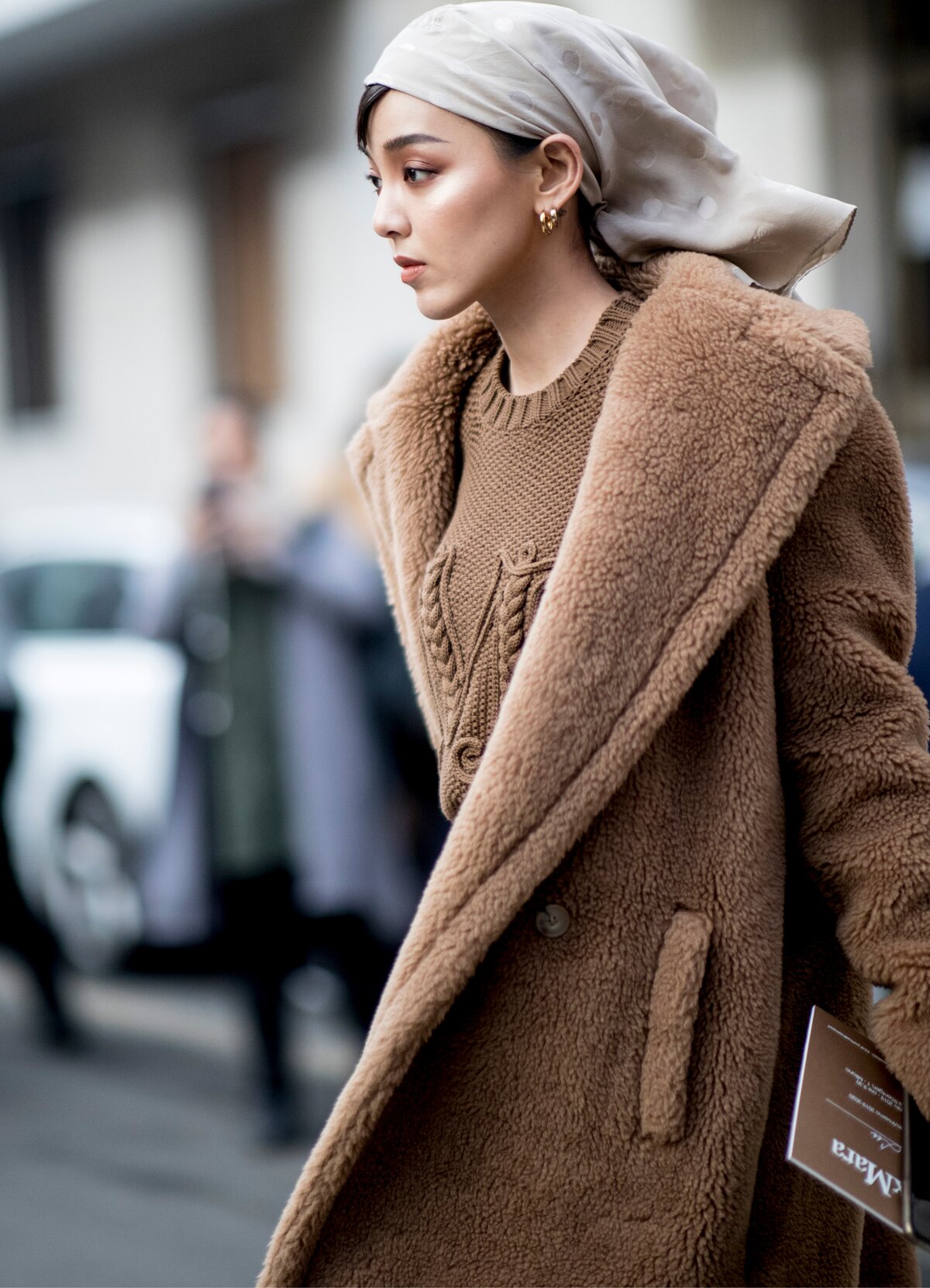 Textural Focus: Brown Teddy Coat with Cable Knit — Teddy Coat Outfits