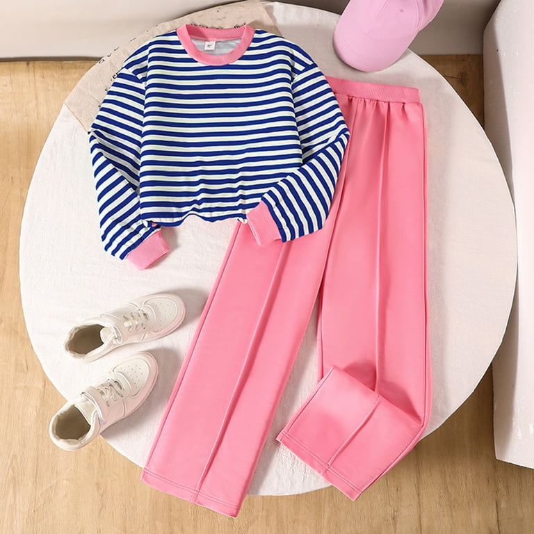 Striped Sweatshirt with Bright Pink Pants Striped Sweatshirt with Bright Pink Pants — Winter School Outfits