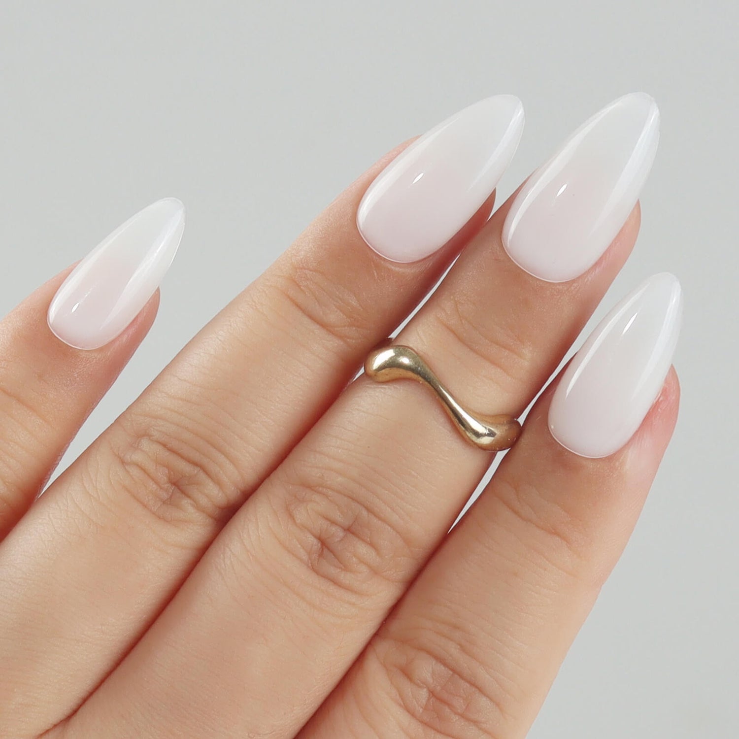 Uniform Opaque Milky White Medium Almond Nails Uniform Opaque Milky White Medium Almond Nails — Milky White Nails