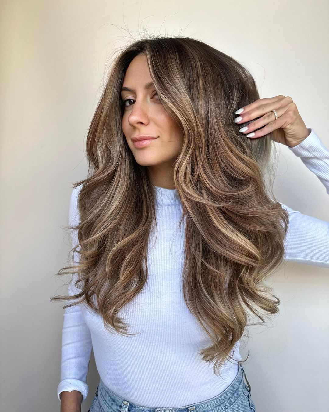 Rich Brown With Caramel Highlights Rich Brown With Caramel Highlights — Winter Hair Colors for Women Over 40