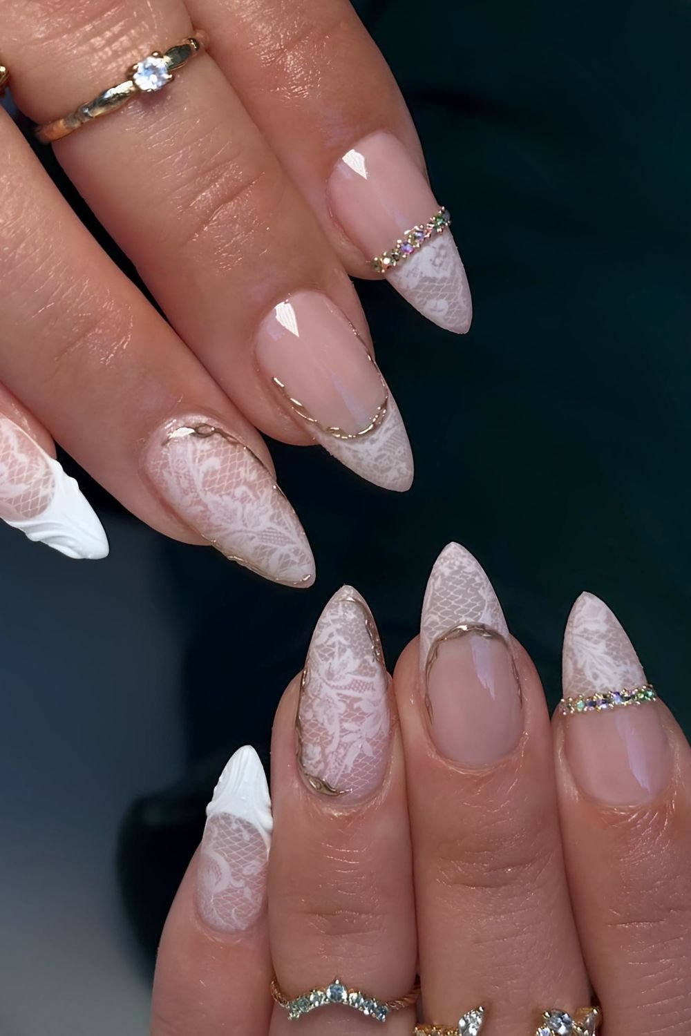 Stiletto Lace Overlay and French Tip Stiletto Lace Overlay and French Tip — Lace Nails