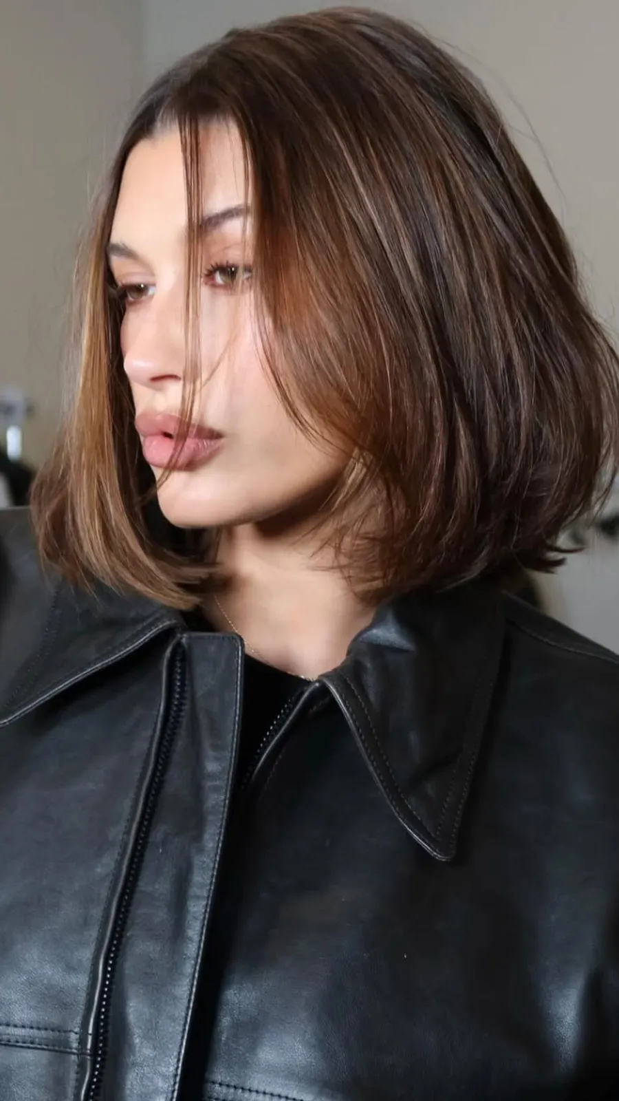 Medium Brown Bob With Layered Waves — Winter Hair Colors for Short Hair