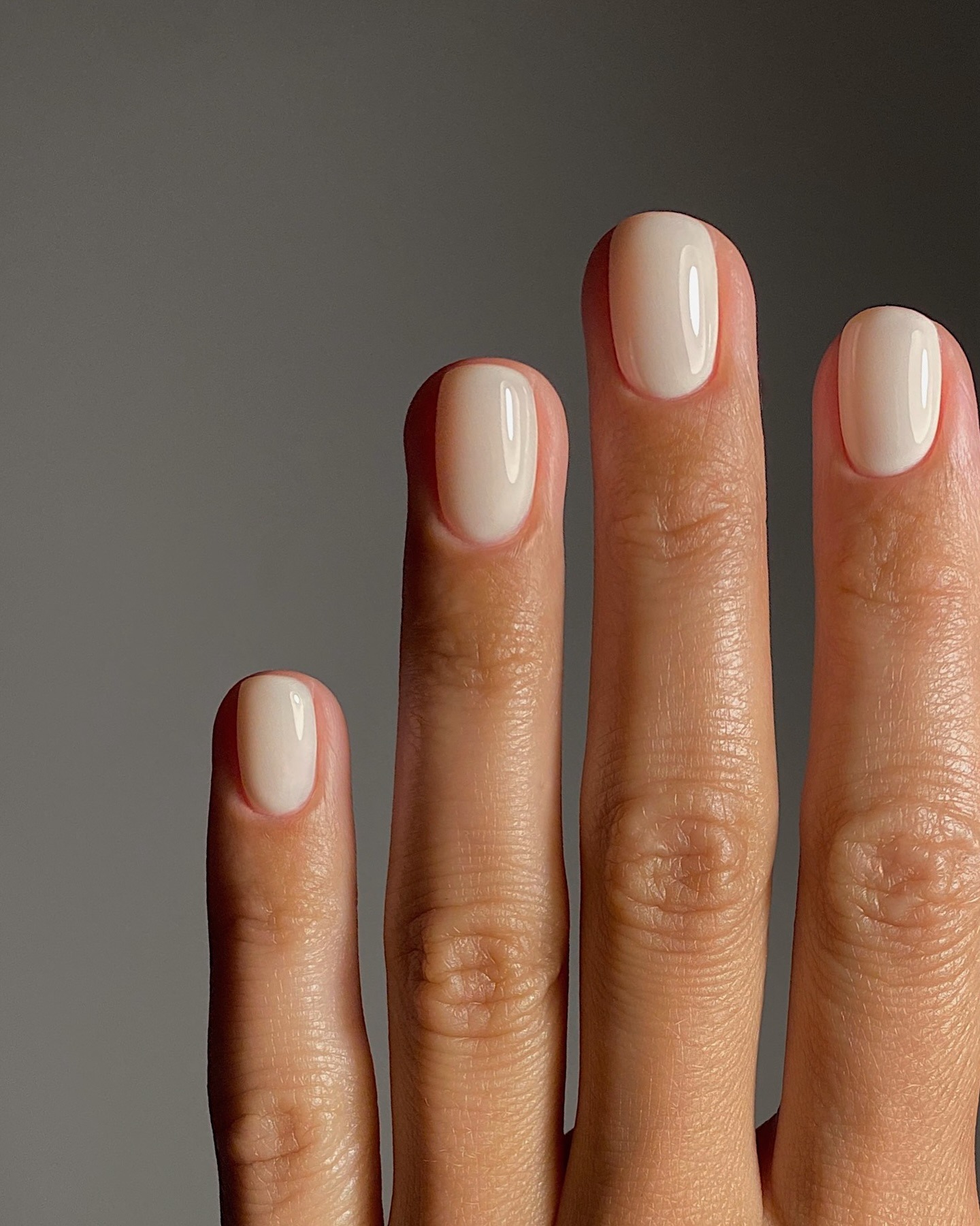 Sheer Pale Nude with Glossy Finish Sheer Pale Nude with Glossy Finish — Short Winter Square Nails