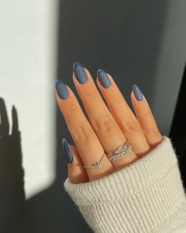 Muted Slate Blue Matte Muted Slate Blue Matte — Winter Matte Nails