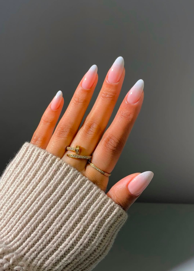 Classic French Tip With White Smile Line Visual Idea Classic French Tip With White Smile Line Visual Idea — Winter Oval Nails