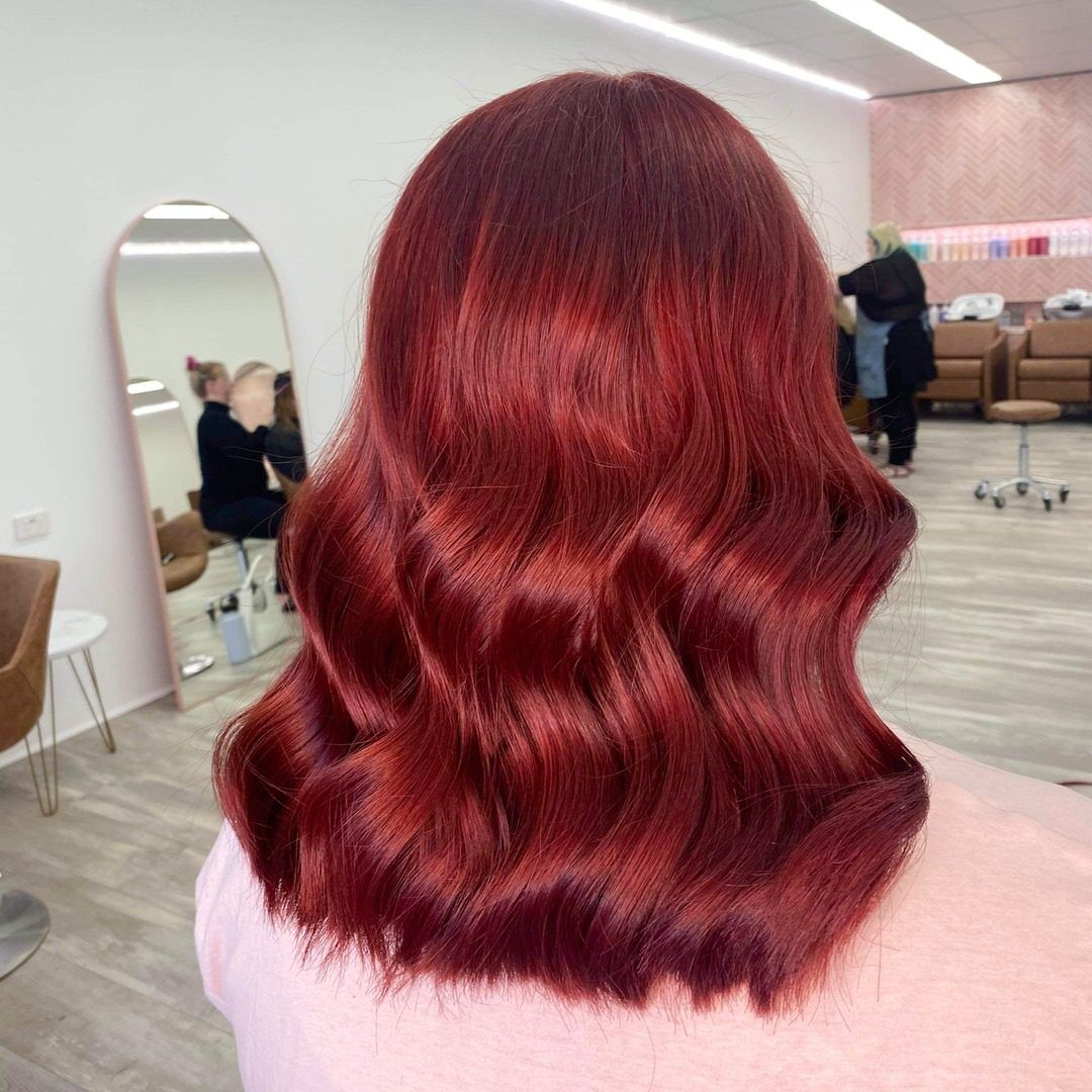 Mid-Back Polished Deep Red Waves Mid-Back Polished Deep Red Waves — Winter Red Hair Colors