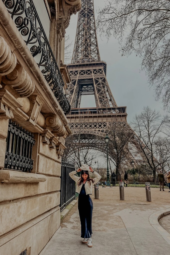 Navy Slip Dress with Cream Jacket and White Sneakers — Paris Winter Outfits