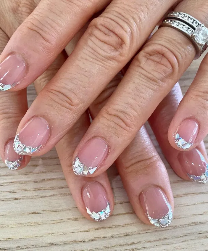 Iridescent Glitter French Tips Iridescent Glitter French Tips — french nail designs