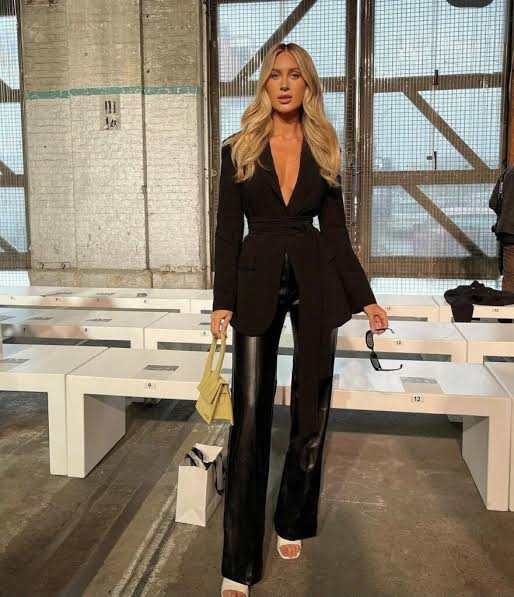 Chic Black Blazer and Leather Pants for a Polished Party Ensemble Chic Black Blazer and Leather Pants for a Polished Party Ensemble — Winter Party Outfits