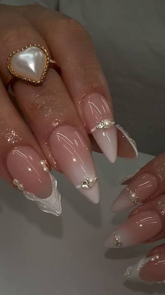 Teal Glitter Cuticle Line Oval Nails Teal Glitter Cuticle Line Oval Nails — classy simple nail designs