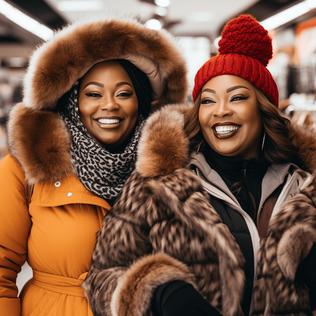 Bundled Up: Orange Puffer and Fur Hood Detail Bundled Up: Orange Puffer and Fur Hood Detail — winter outfits for black women